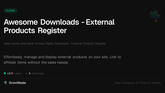 Awesome Downloads - External Products Register