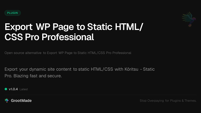Export WP Page to Static HTML/CSS Pro Professional