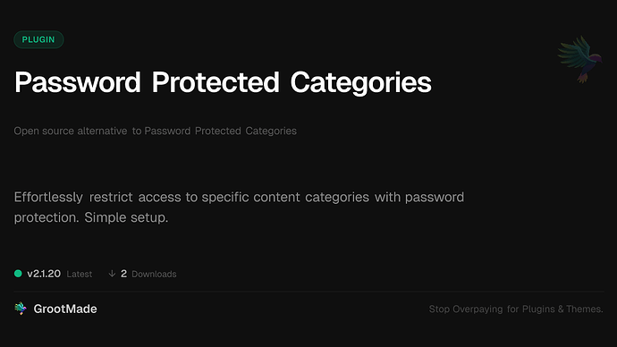 Password Protected Categories