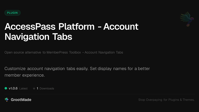AccessPass Platform - Account Navigation Tabs