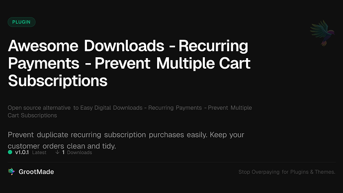 Awesome Downloads - Recurring Payments - Prevent Multiple Cart Subscriptions