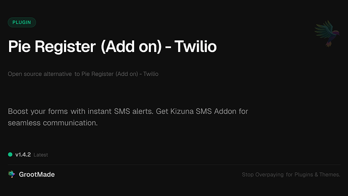 Pie Register (Add on) - Twilio