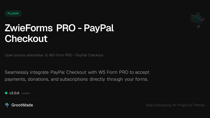 ZwieForms PRO - PayPal Checkout