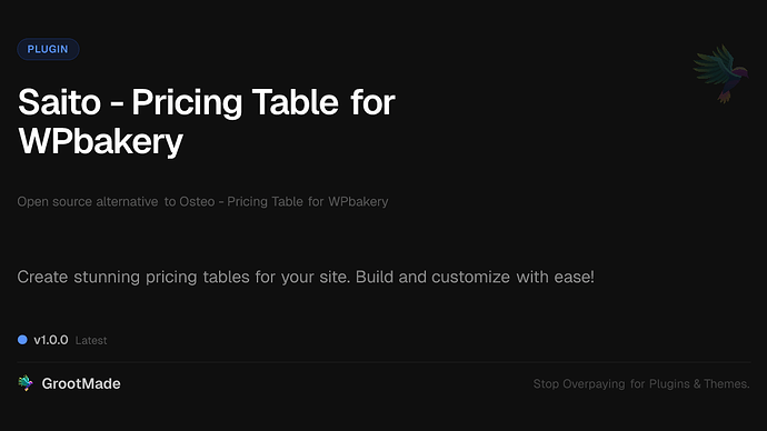 Saito - Pricing Table for WPbakery