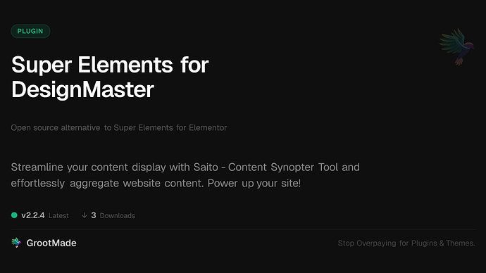 Super Elements for DesignMaster