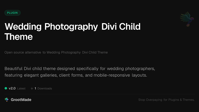 Wedding Photography Divi Child Theme