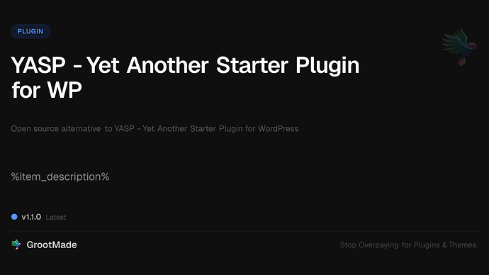YASP - Yet Another Starter Plugin for WP