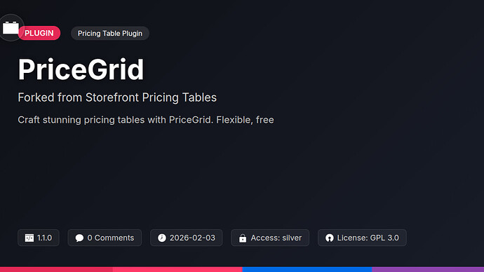 Storefront Pricing Tables