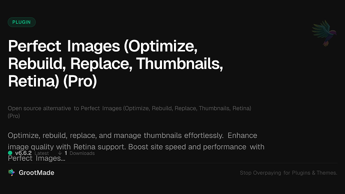 Perfect Images (Optimize, Rebuild, Replace, Thumbnails, Retina) (Pro)
