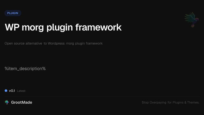 WP morg plugin framework