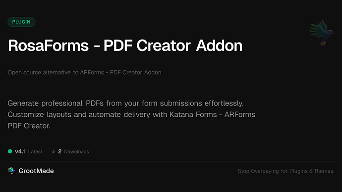RosaForms - PDF Creator Addon