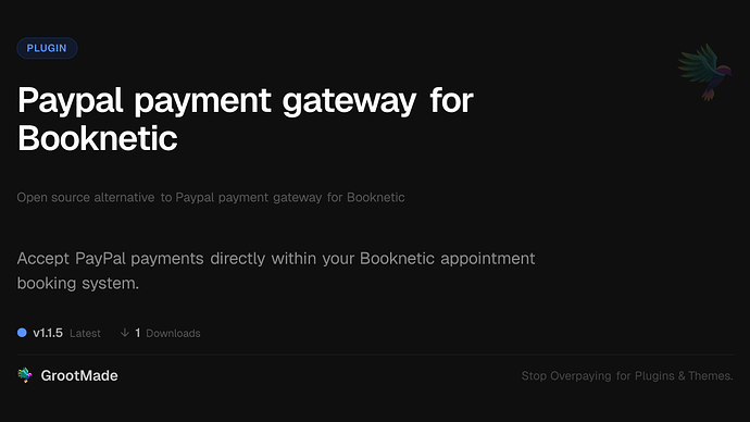 Paypal payment gateway for Booknetic