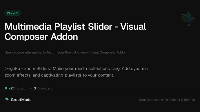 Multimedia Playlist Slider - Visual Composer Addon