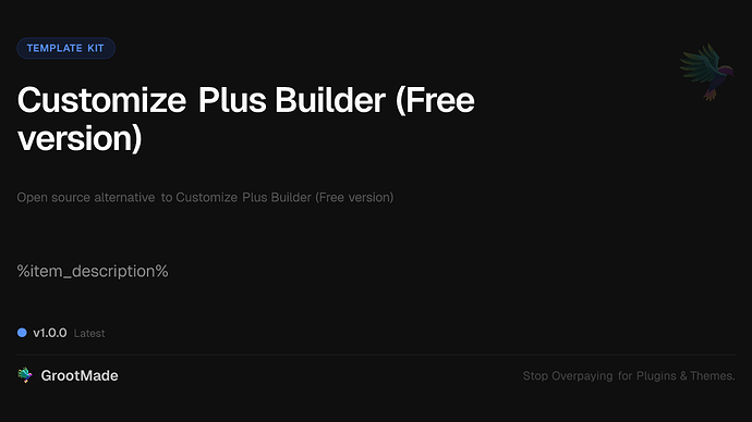 Customize Plus Builder (Free version)