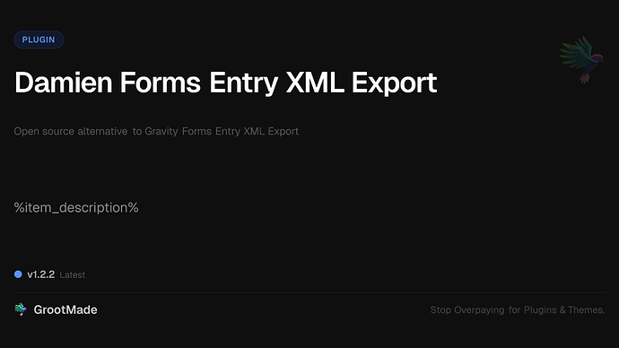 Damien Forms Entry XML Export
