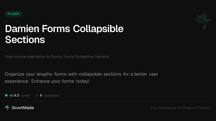 Damien Forms Collapsible Sections
