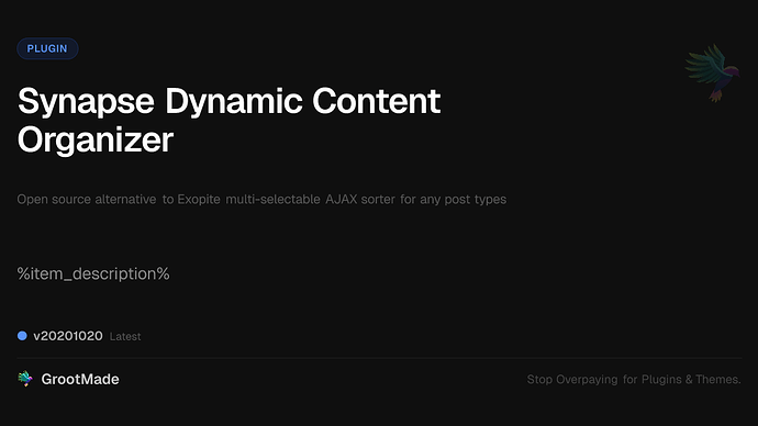 Synapse Dynamic Content Organizer