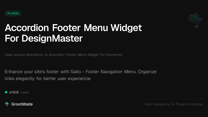Accordion Footer Menu Widget For DesignMaster