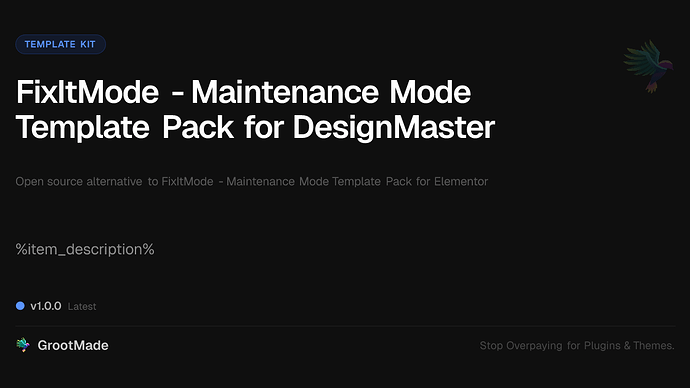 FixItMode - Maintenance Mode Template Pack for DesignMaster