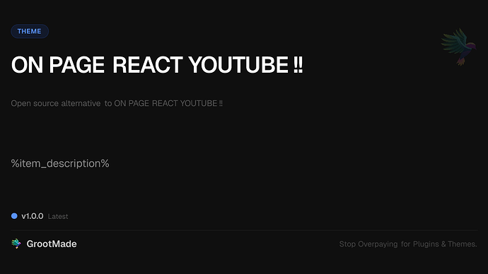 ON PAGE REACT YOUTUBE !!
