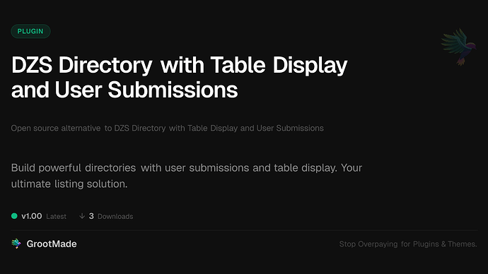 DZS Directory with Table Display and User Submissions