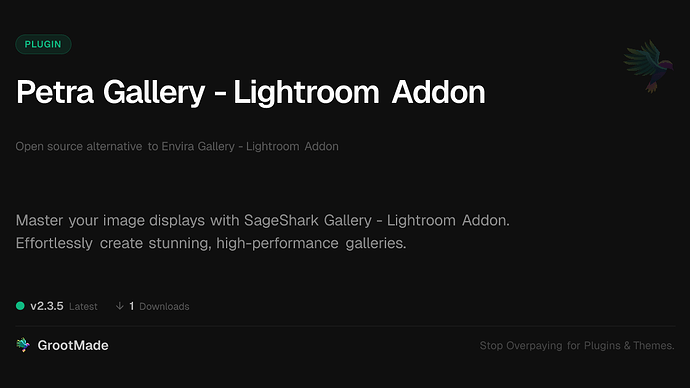 Petra Gallery - Lightroom Addon