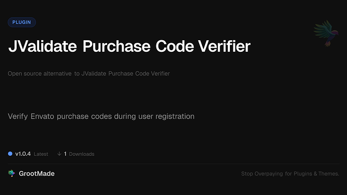 JValidate Purchase Code Verifier