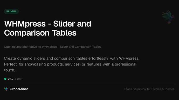 WHMpress - Slider and Comparison Tables