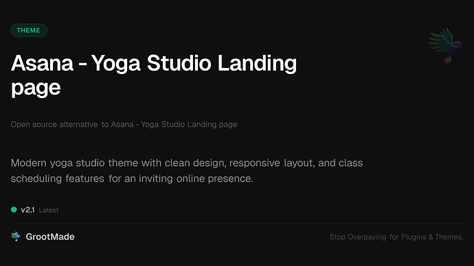 Asana - Yoga Studio Landing page