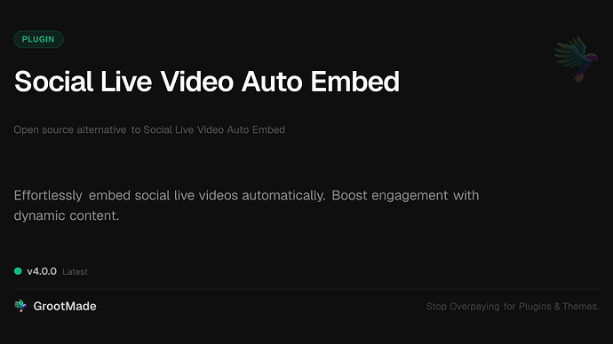 Social Live Video Auto Embed