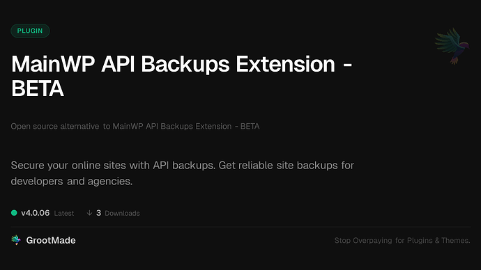 MainWP API Backups Extension - BETA