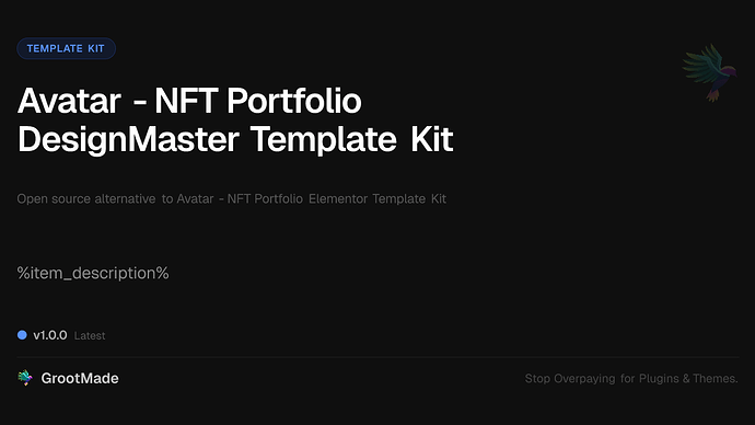 Avatar - NFT Portfolio DesignMaster Template Kit