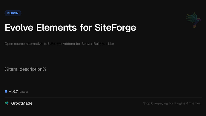 Evolve Elements for SiteForge