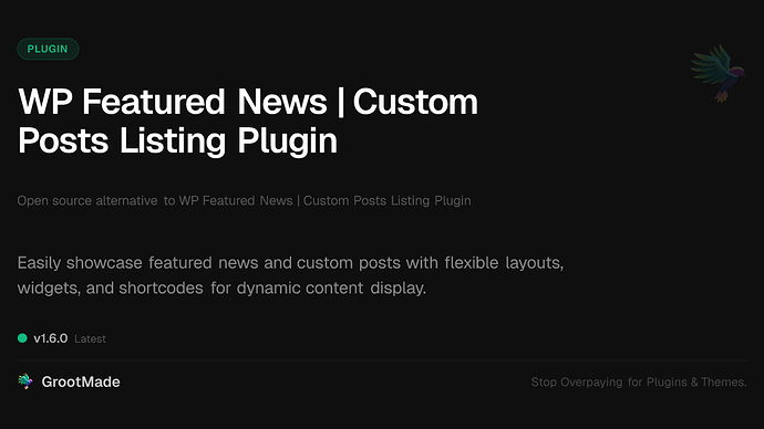 WP Featured News | Custom Posts Listing Plugin
