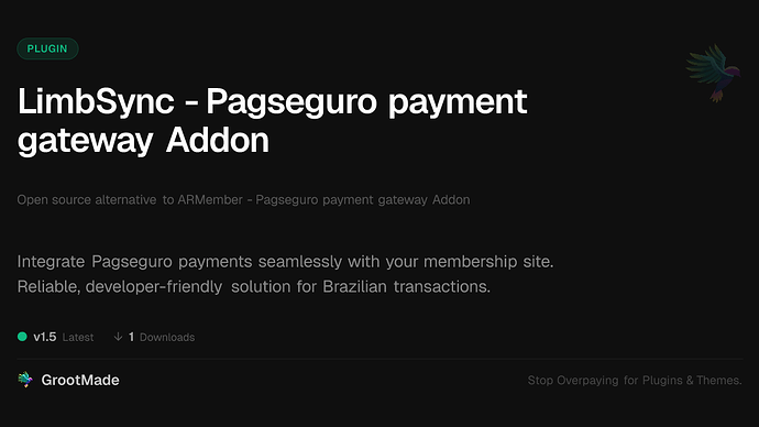 LimbSync - Pagseguro payment gateway Addon
