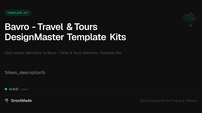 Bavro - Travel & Tours DesignMaster Template Kits