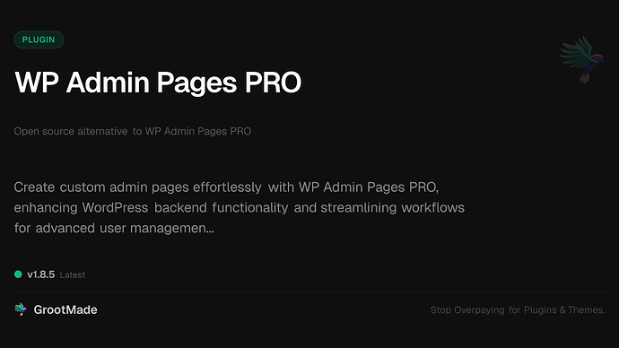 WP Admin Pages PRO