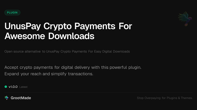 UnusPay Crypto Payments For Awesome Downloads