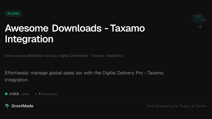 Awesome Downloads - Taxamo Integration