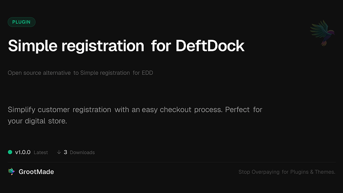 Simple registration for DeftDock