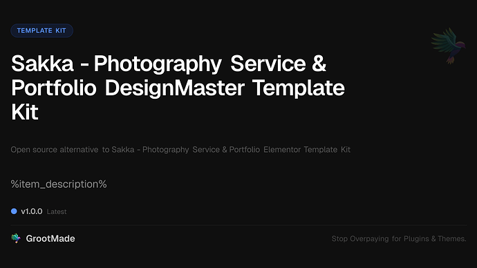 Sakka - Photography Service & Portfolio DesignMaster Template Kit