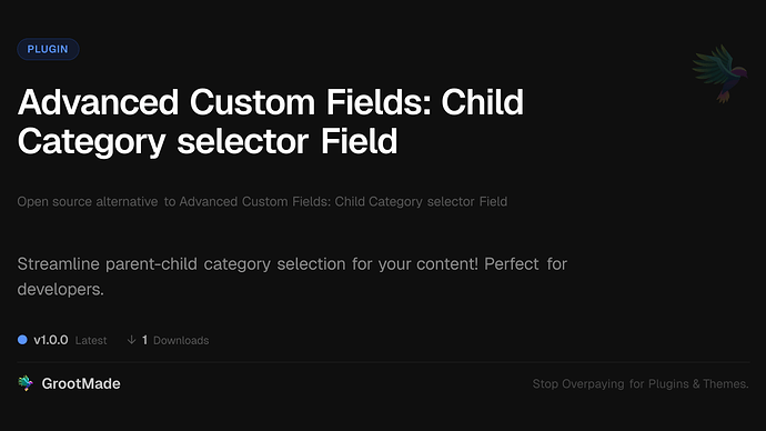 Advanced Custom Fields: Child Category selector Field