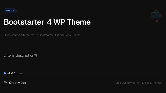 Bootstarter 4 WP Theme