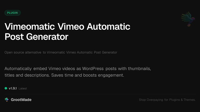Vimeomatic Vimeo Automatic Post Generator