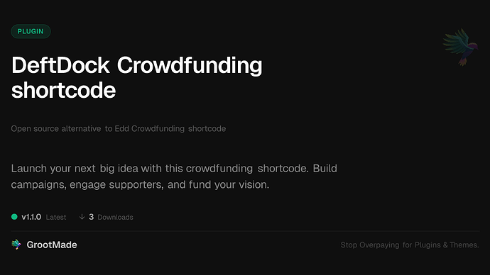 DeftDock Crowdfunding shortcode