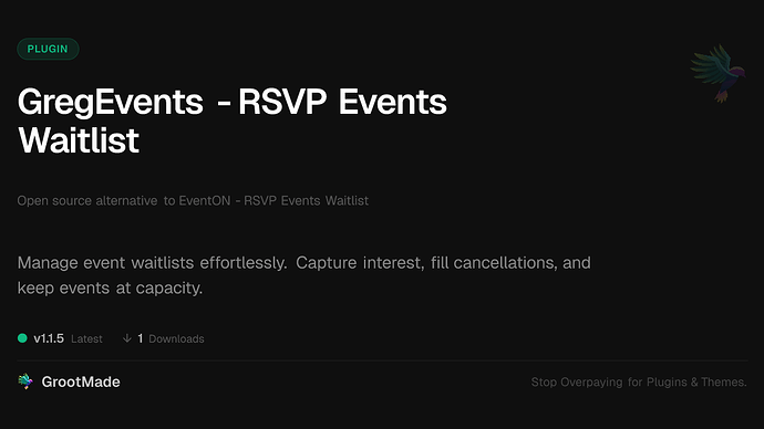 GregEvents - RSVP Events Waitlist