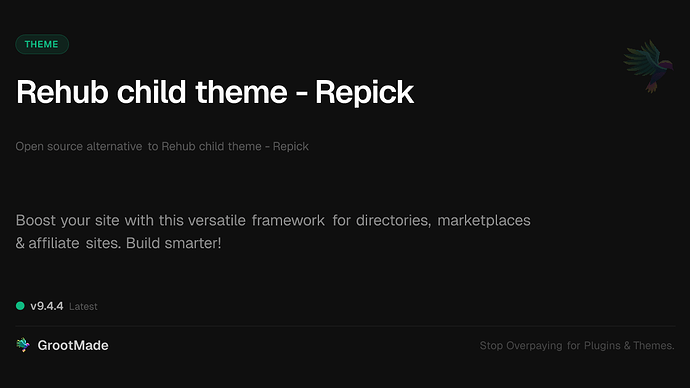Rehub child theme - Repick