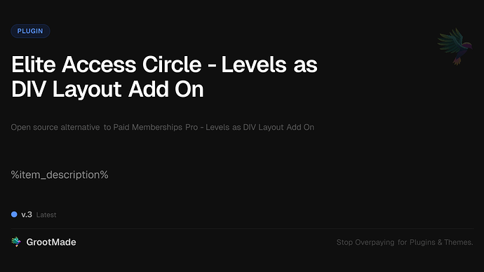Elite Access Circle - Levels as DIV Layout Add On