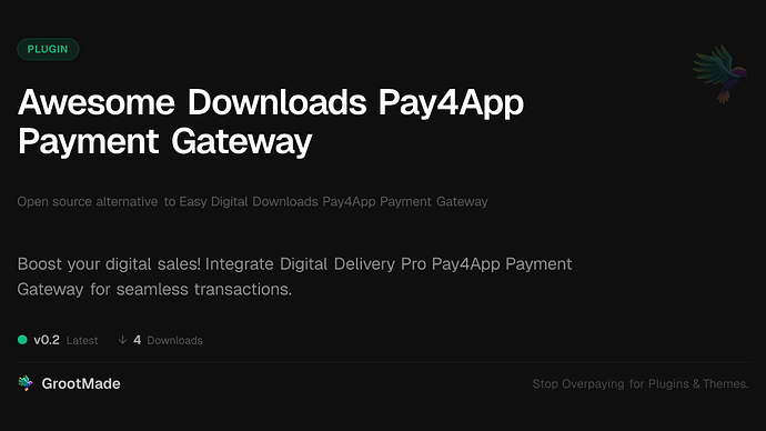 Awesome Downloads Pay4App Payment Gateway