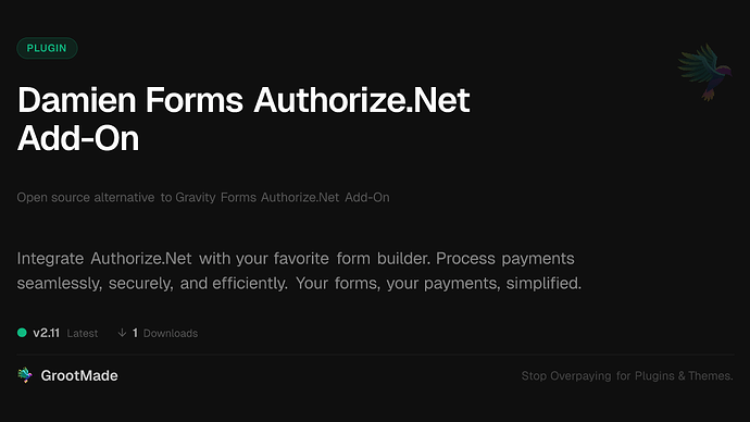 Damien Forms Authorize.Net Add-On